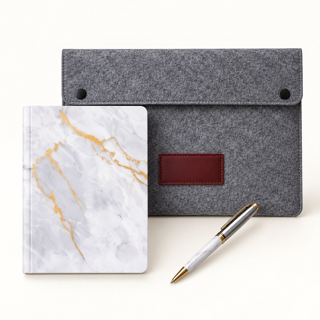 Click to zoom Felt Utility Folder with Notebook & Pen