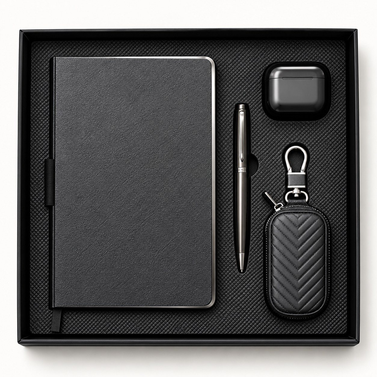 Click to zoom Thermal PU Notebook Earpod Pen Car Keychain Set