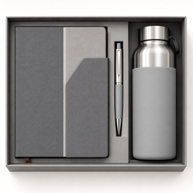 Copper Bottle, Notebook & Pen Gift Set