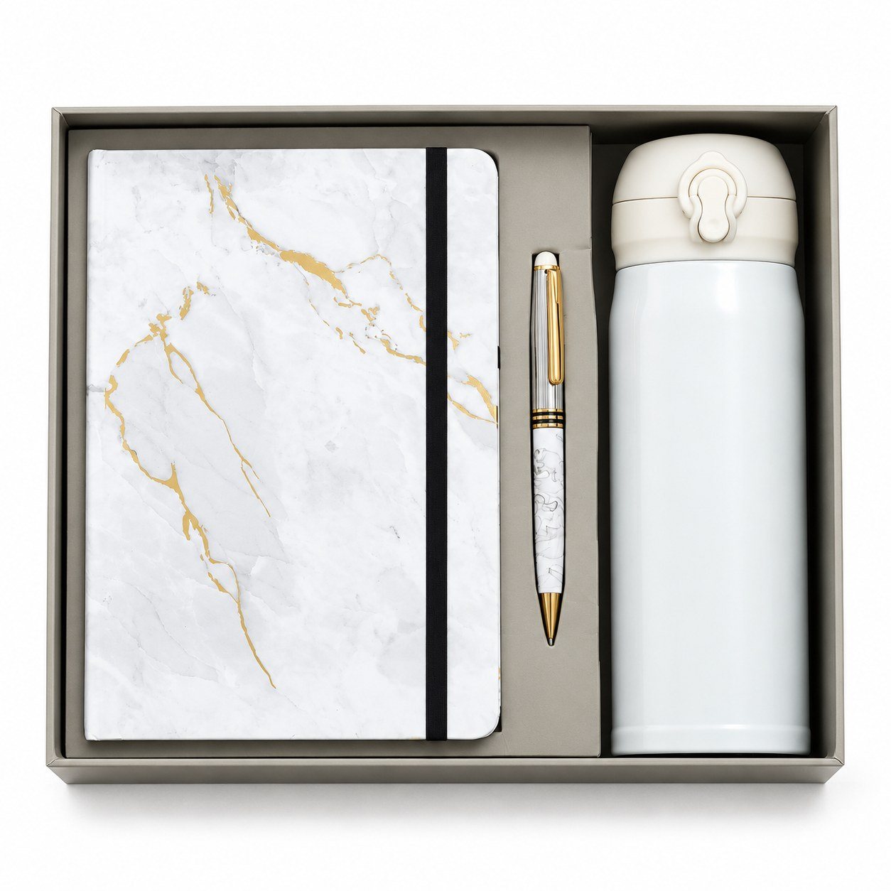 Marble Notebook Pen Flask Gift Set