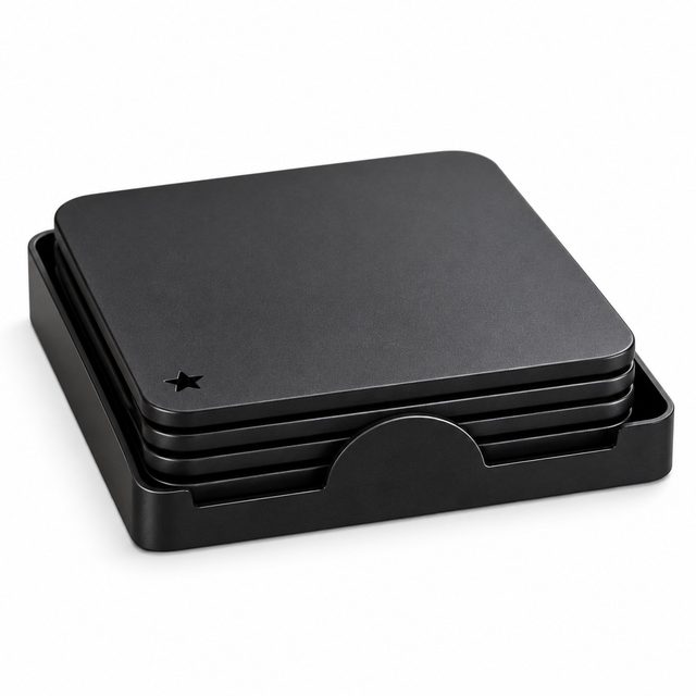 Metal Coaster Set 4 with Stand Square