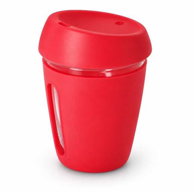 Red glass mug