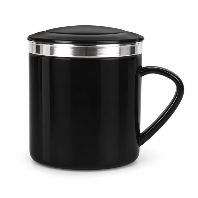 Black steel mug