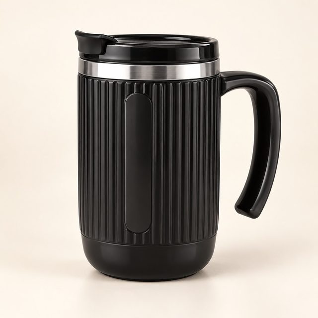 Black suction mug