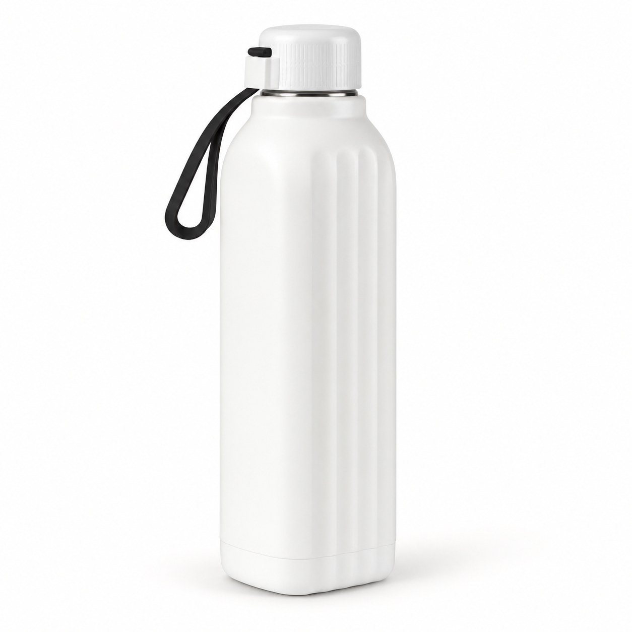 Click to zoom White grooved insulated bottle