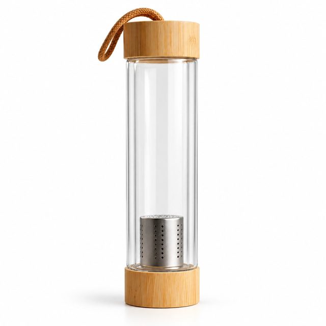 Bamboo-lid infuser bottle