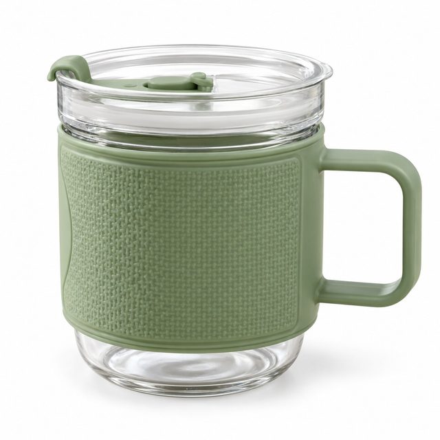 Green glass mug
