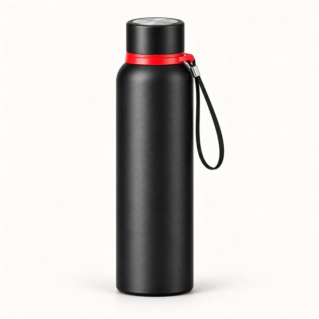 Black slim vacuum flask