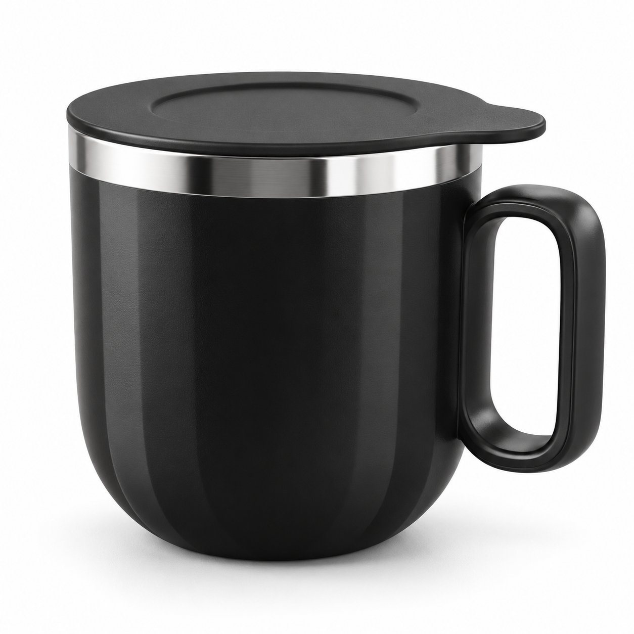 Click to zoom Black stainless steel coffee mug with lid