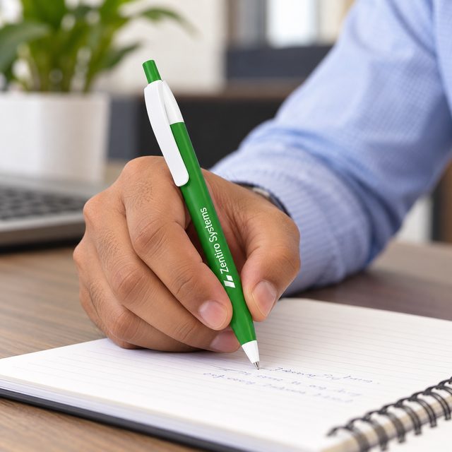 Two-Tone Click Pen (5 Colours) in Dark Green, customised with a company logo