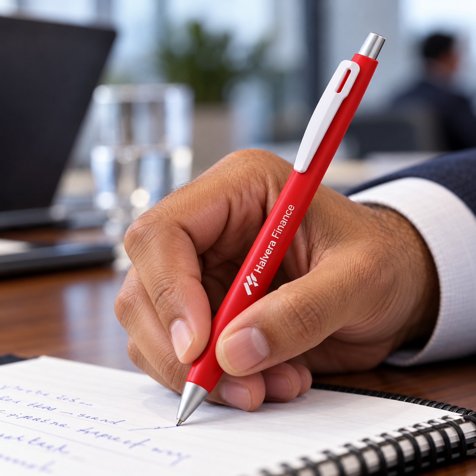 Classic Click Pen with Chrome Tip (Red, Blue, Grey) in Red, customised with a company logo