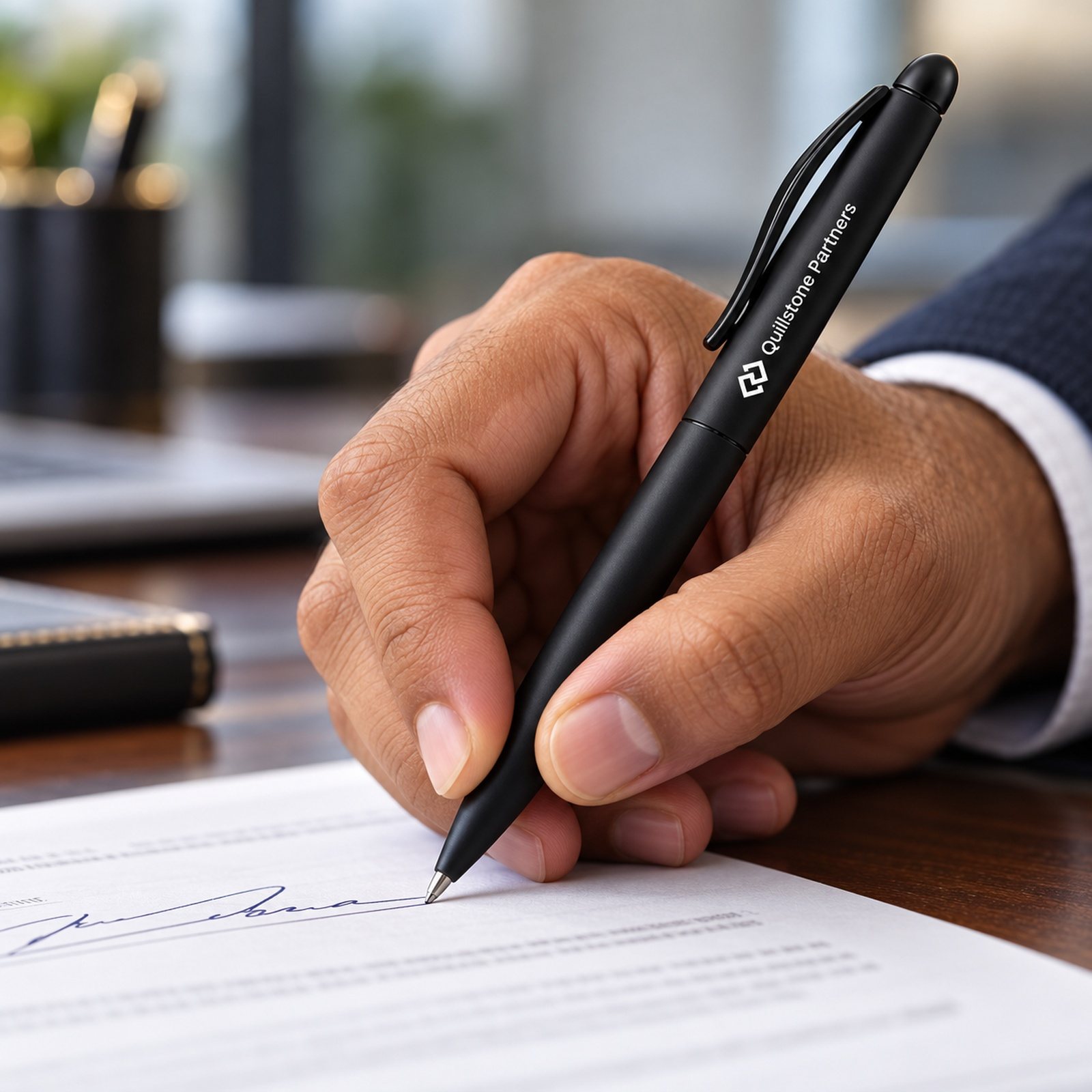 Click to zoom Matte Black Metal Pen, customised with a company logo