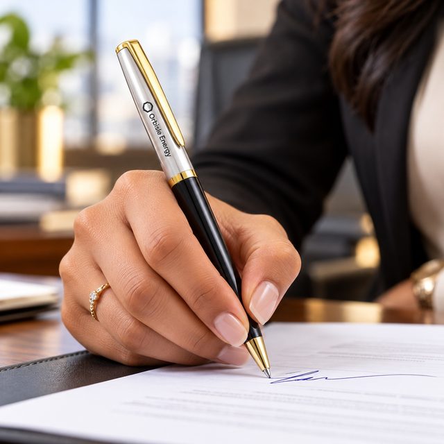 Black & Silver Metal Pen with Gold Trim, customised with a company logo
