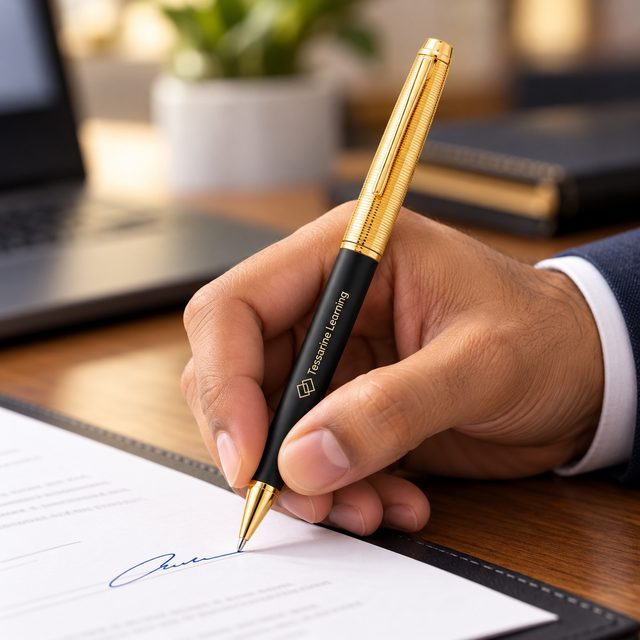 Black Ball Pen with Textured Gold Top, customised with a company logo