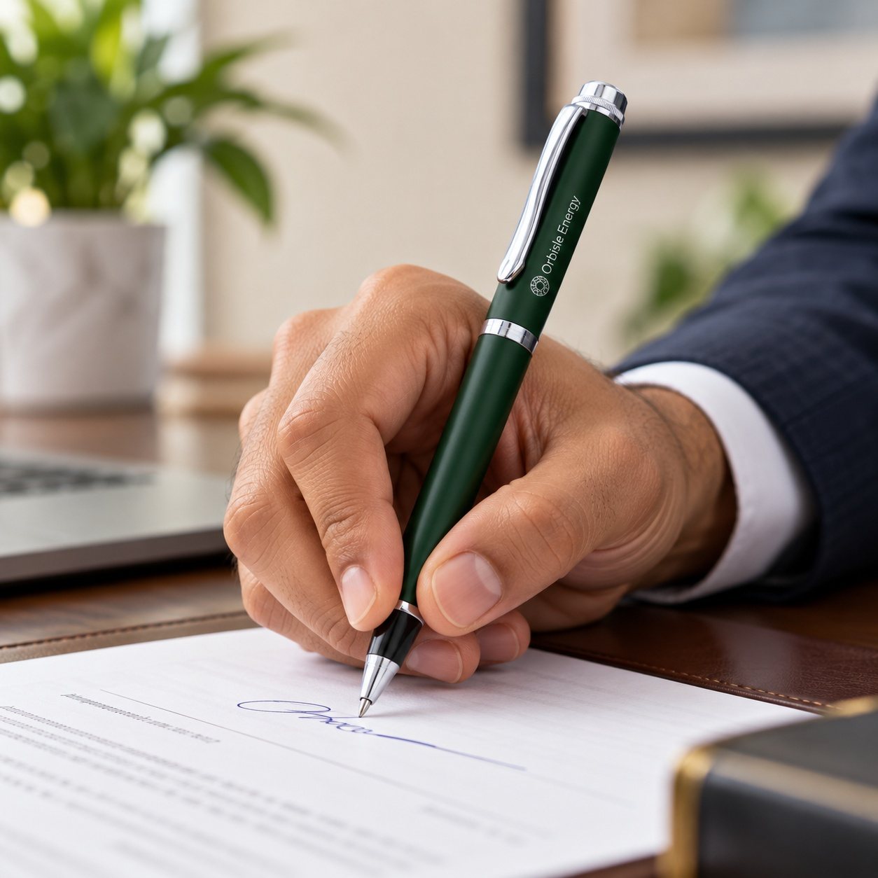 Click to zoom Green Roller Pen with Silver Trim, customised with a company logo