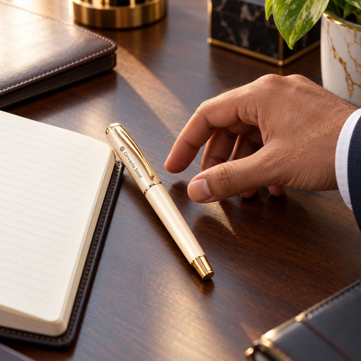 Click to zoom Ivory & Gold Roller Pen, customised with a company logo