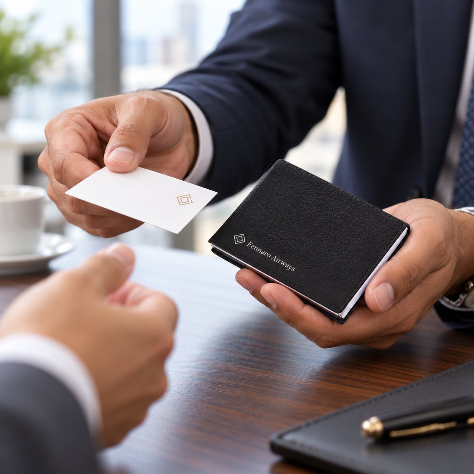 Black Textured Visiting Card Holder, customised with a company logo