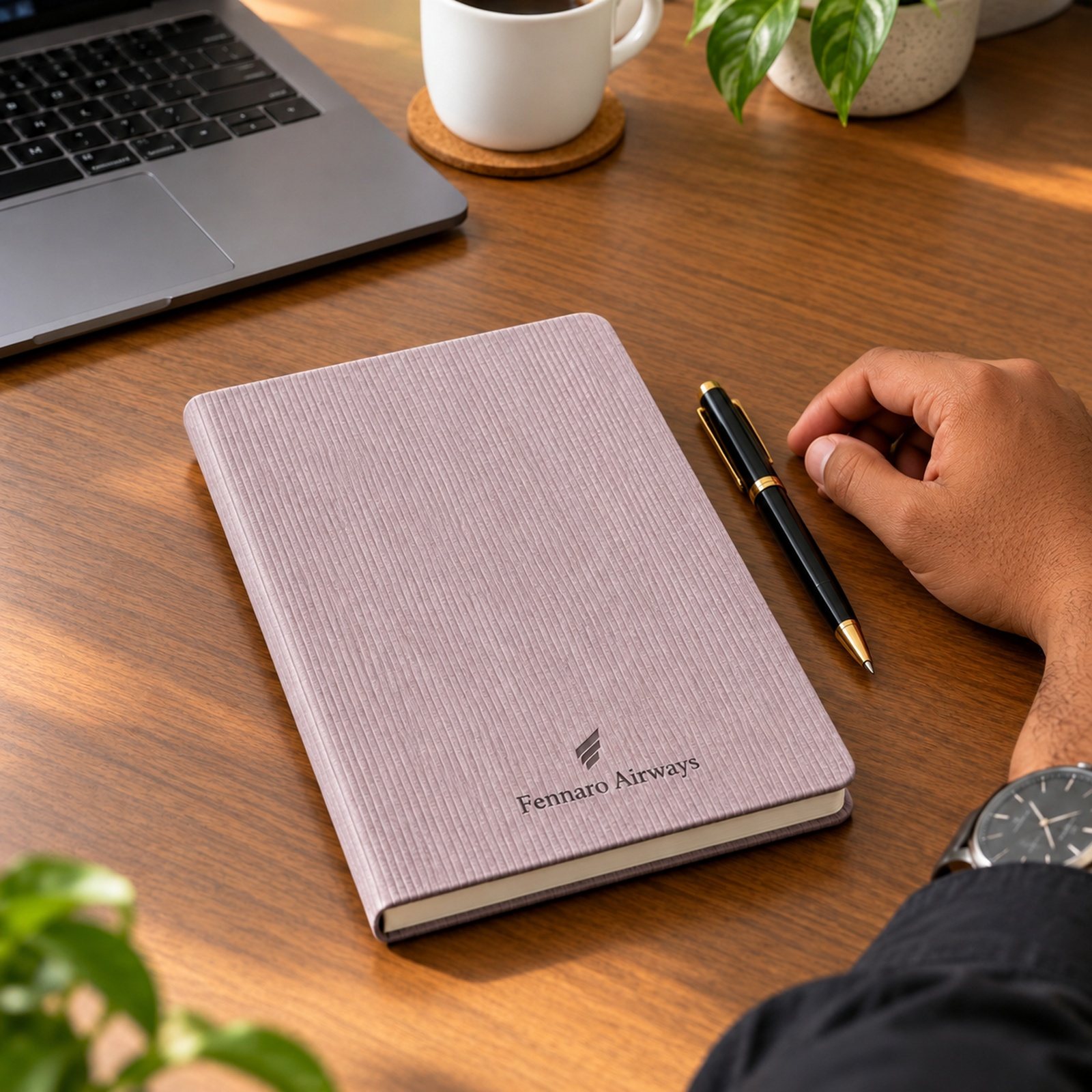 Click to zoom Mauve Textured A5 Notebook, 160 Pages, customised with a company logo