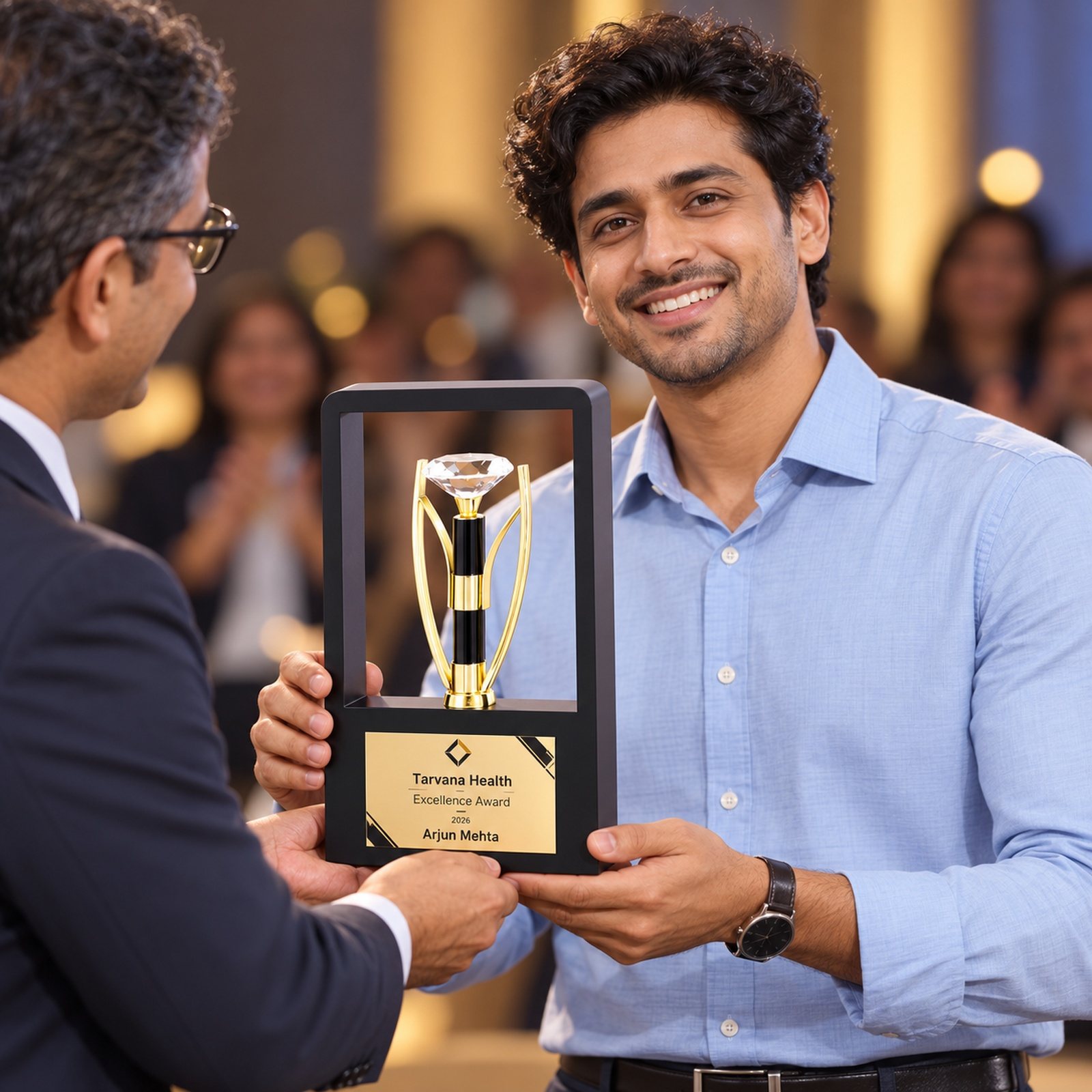 Click to zoom Cased Diamond Trophy in Black Frame, customised with a company logo