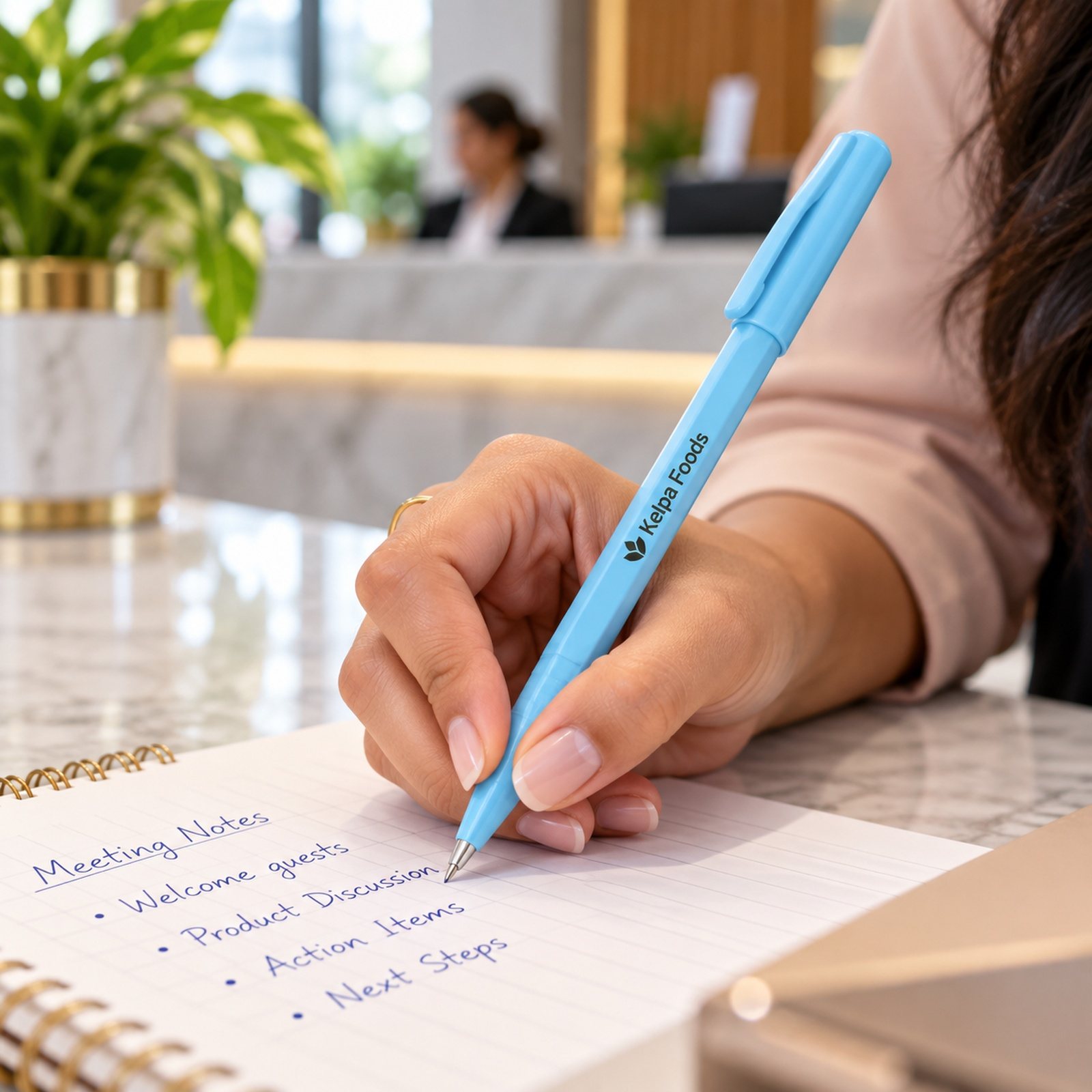 Click to zoom Pastel Slim Pen (5 Colours) in Blue, customised with a company logo
