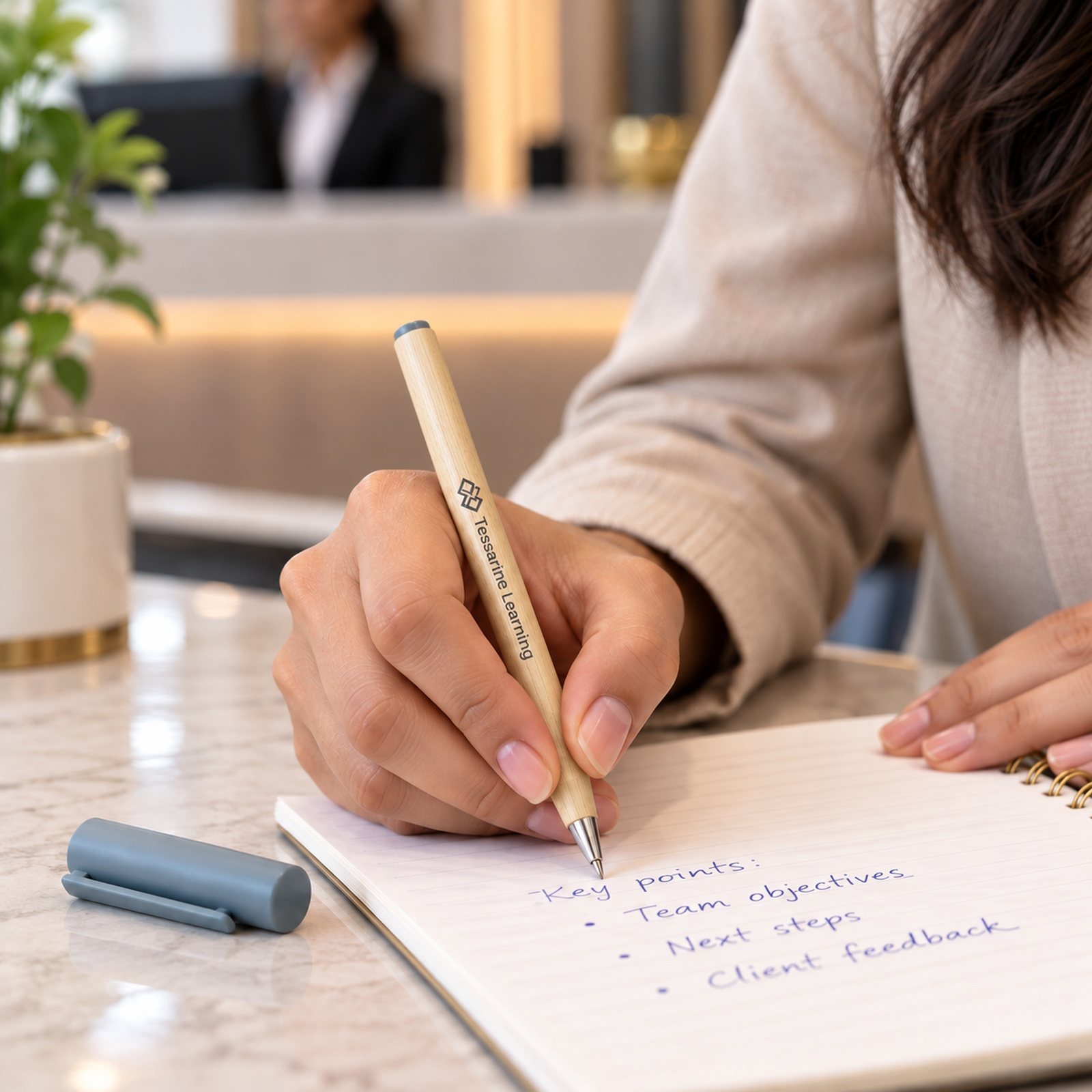 Click to zoom Natural-Look Capped Pen, customised with a company logo