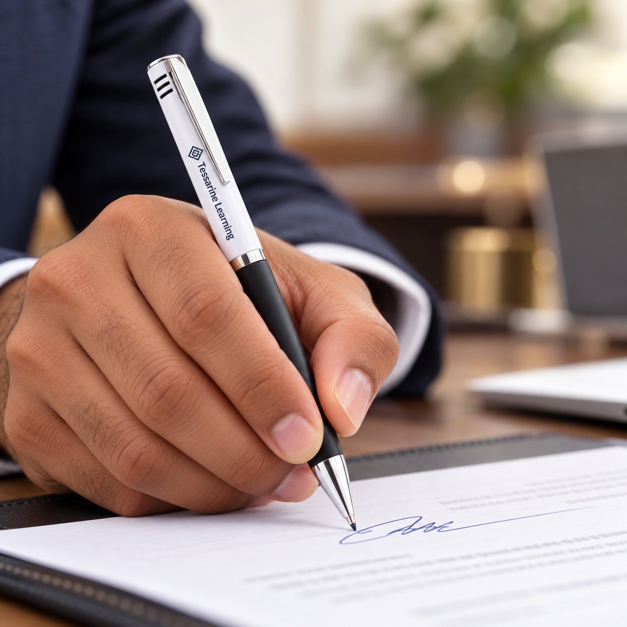 Click to zoom White & Black Grip Metal Pen, customised with a company logo