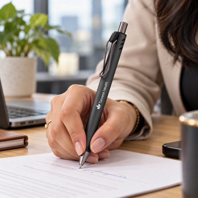 Gunmetal Wire-Clip Pen, customised with a company logo