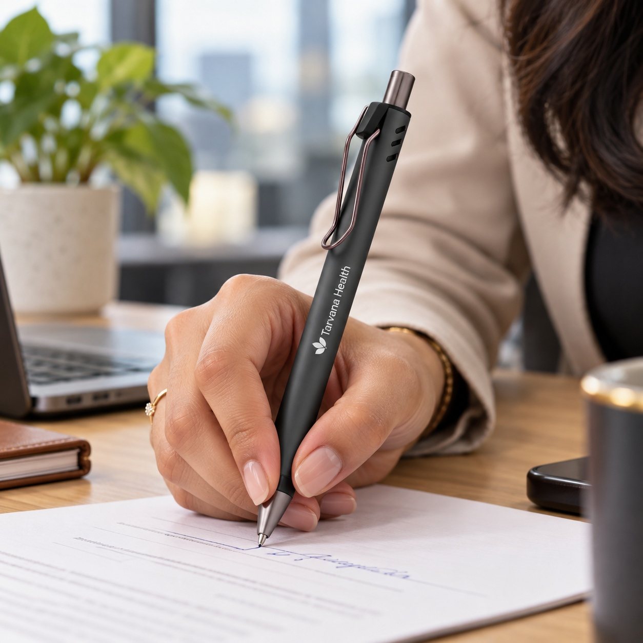 Click to zoom Gunmetal Wire-Clip Pen, customised with a company logo