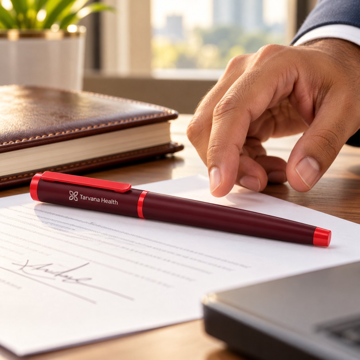 Click to zoom Maroon & Red Roller Pen, customised with a company logo