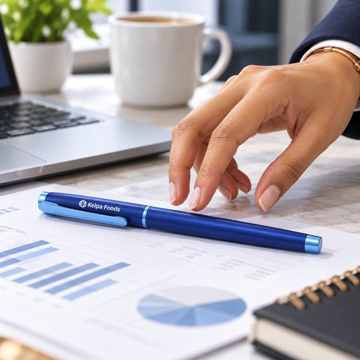 Click to zoom Blue Roller Pen, customised with a company logo