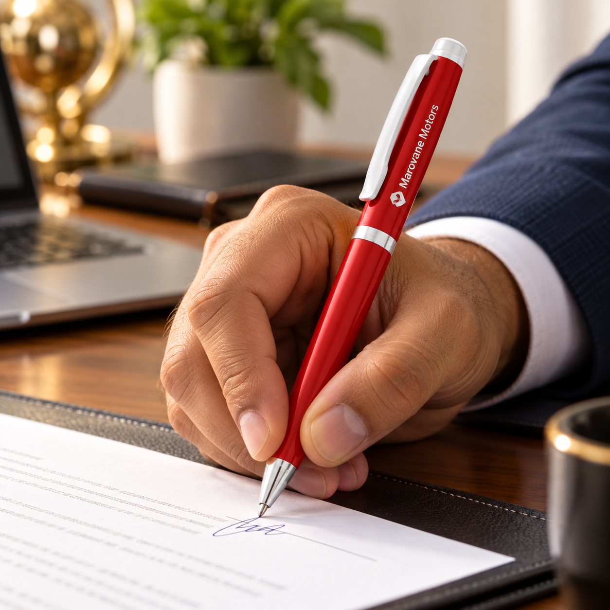 Click to zoom Red Metal Pen with White Clip, customised with a company logo