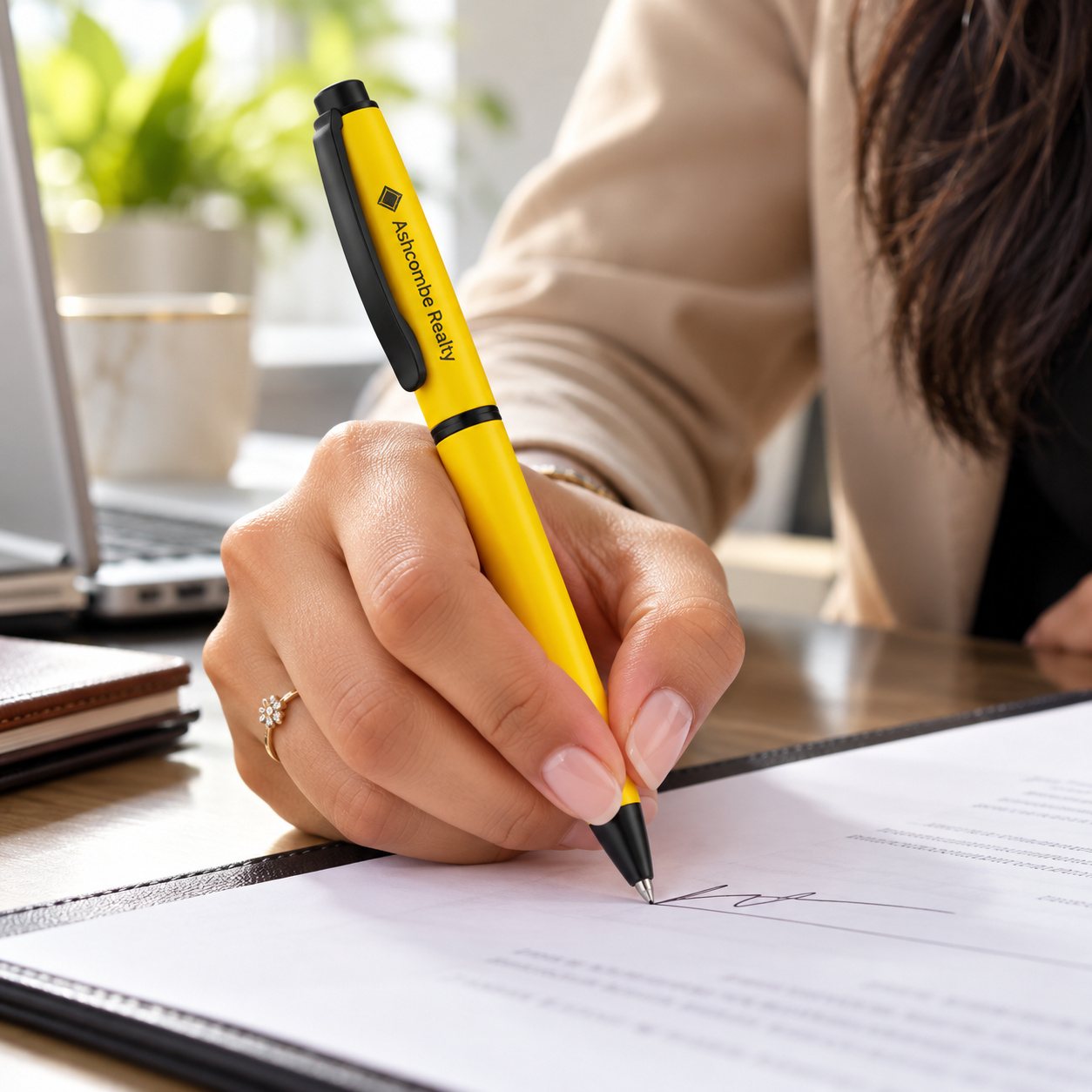 Click to zoom Yellow & Black Metal Pen, customised with a company logo
