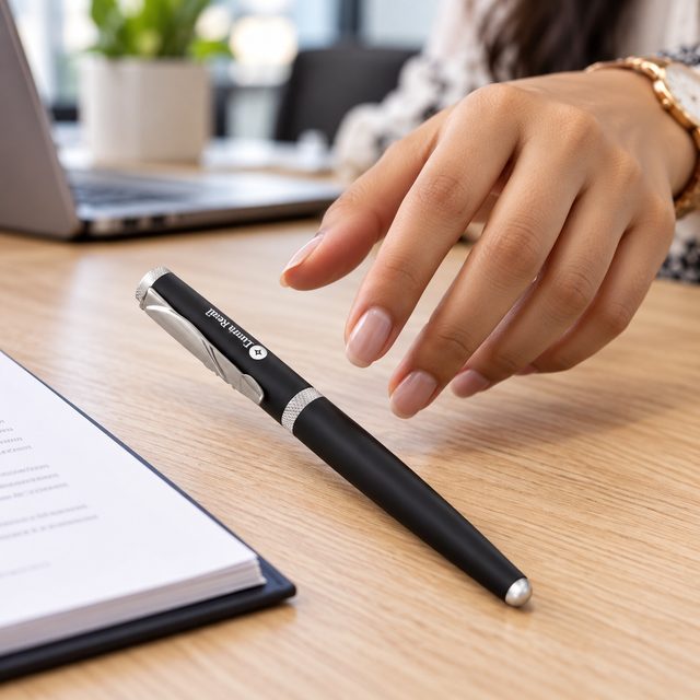 Black Magnetic-Cap Roller Pen, customised with a company logo