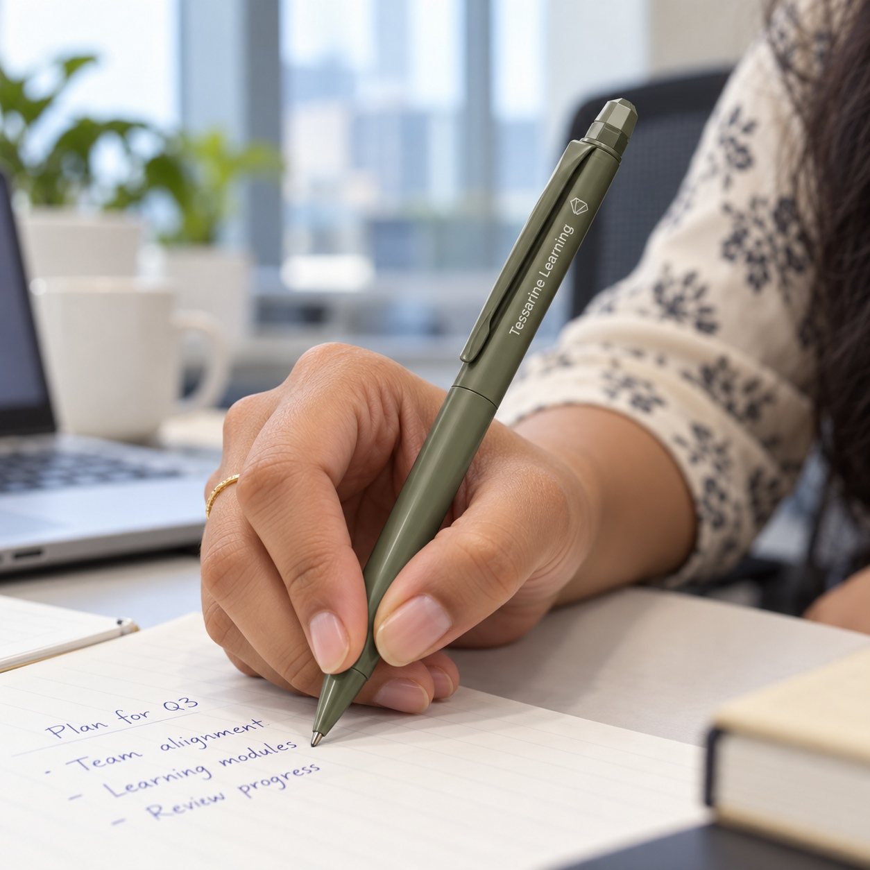 Click to zoom Olive Matte Metal Pen, customised with a company logo