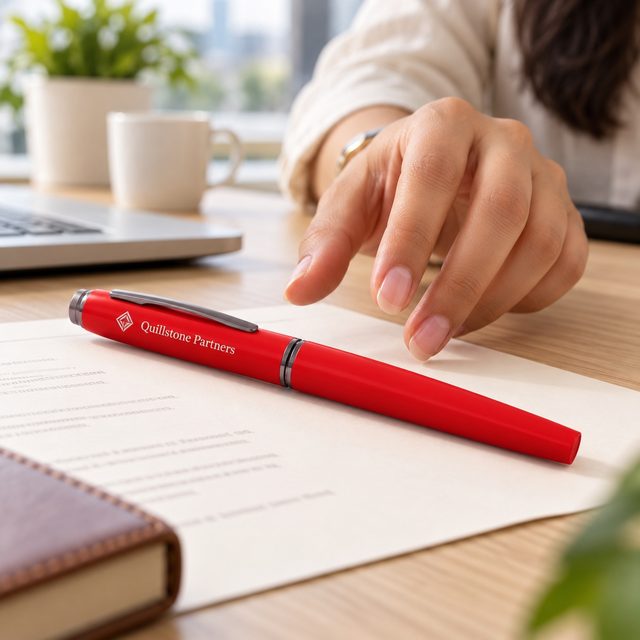Red Magnetic-Cap Roller Pen, customised with a company logo