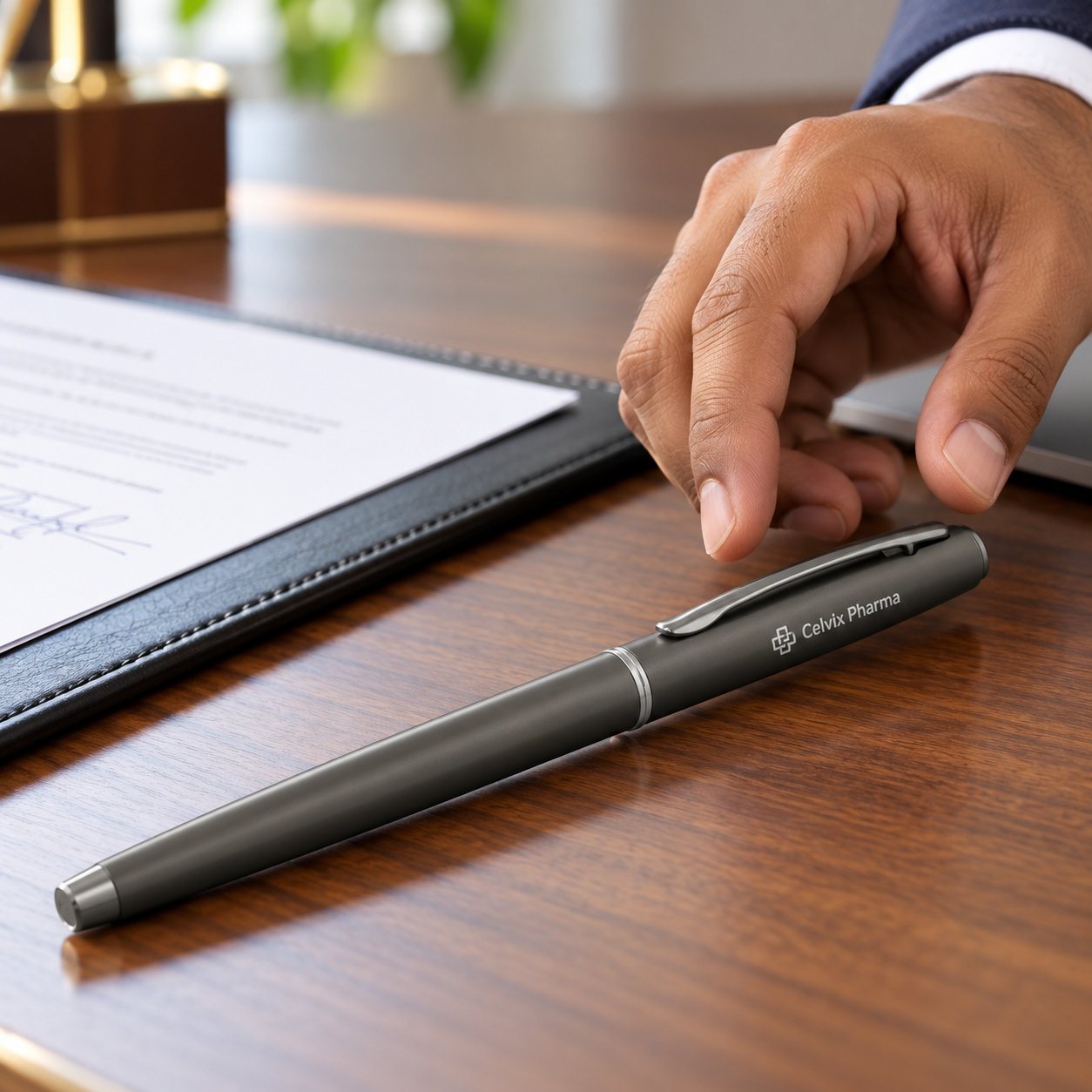 Click to zoom Gunmetal Roller Pen, customised with a company logo