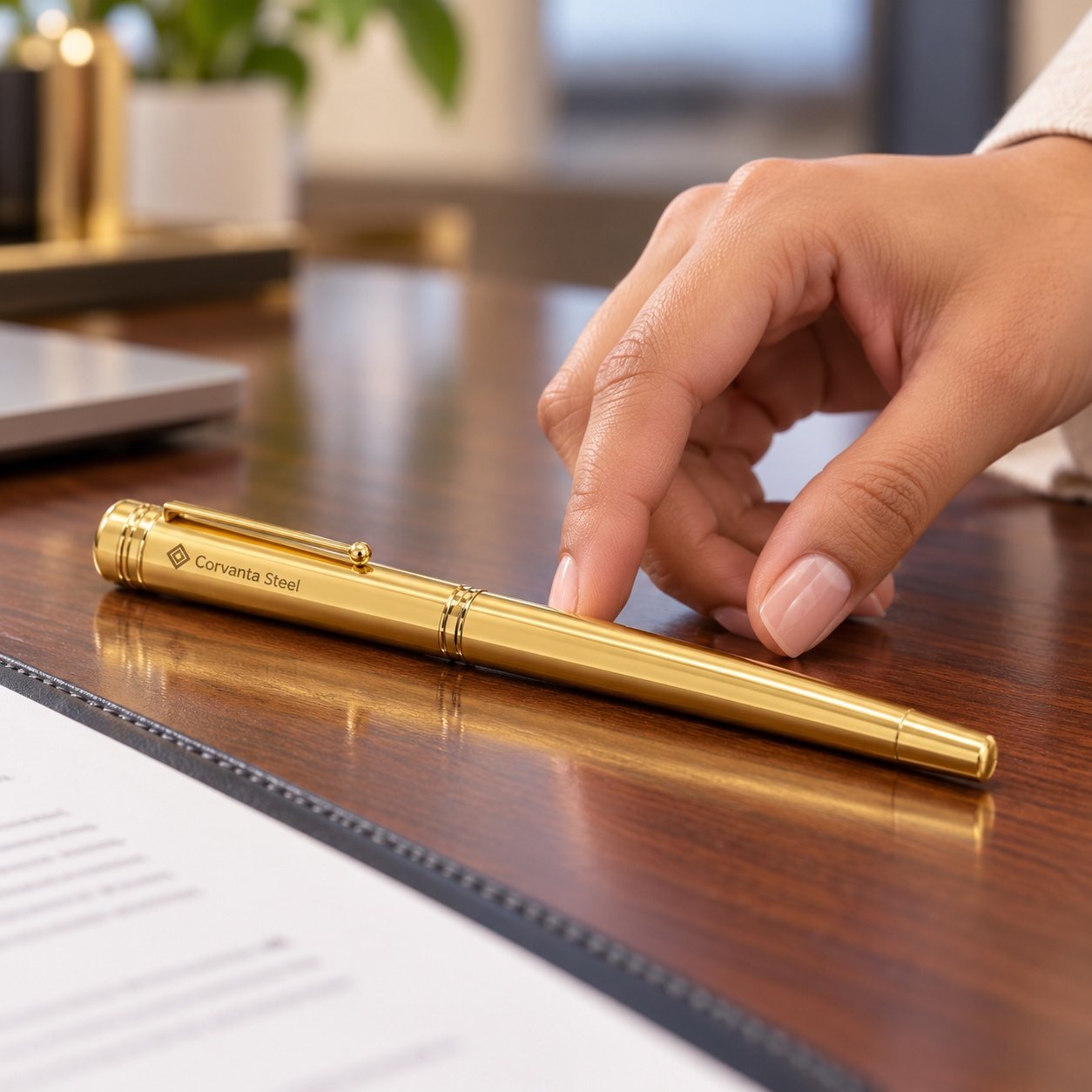 Click to zoom Gold Roller Pen, customised with a company logo