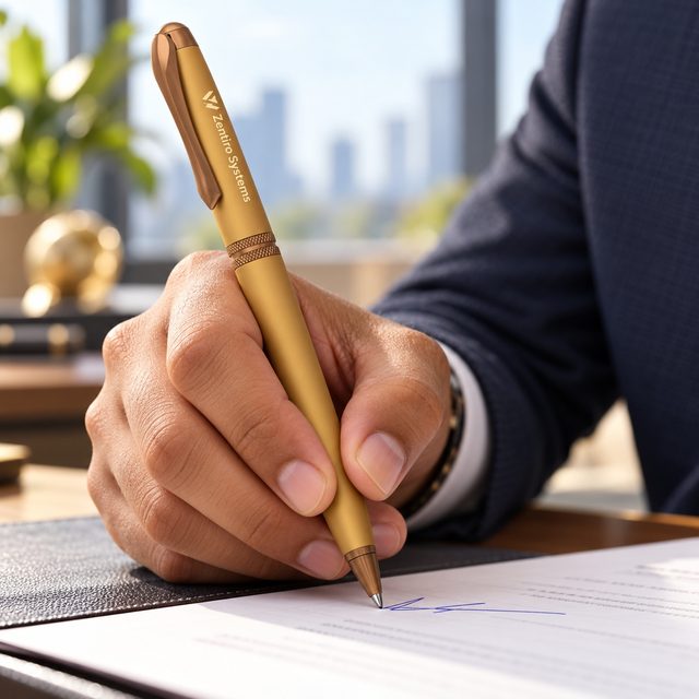 Gold & Bronze Twist Pen, customised with a company logo