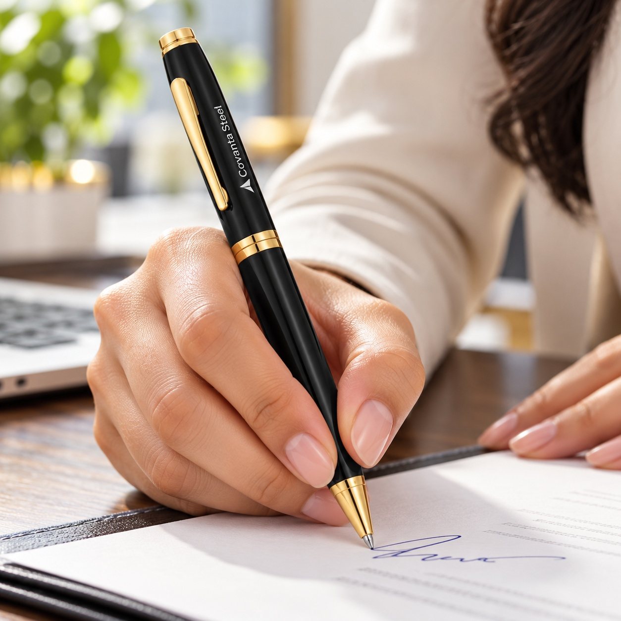 Click to zoom Black & Gold Twist Pen, customised with a company logo