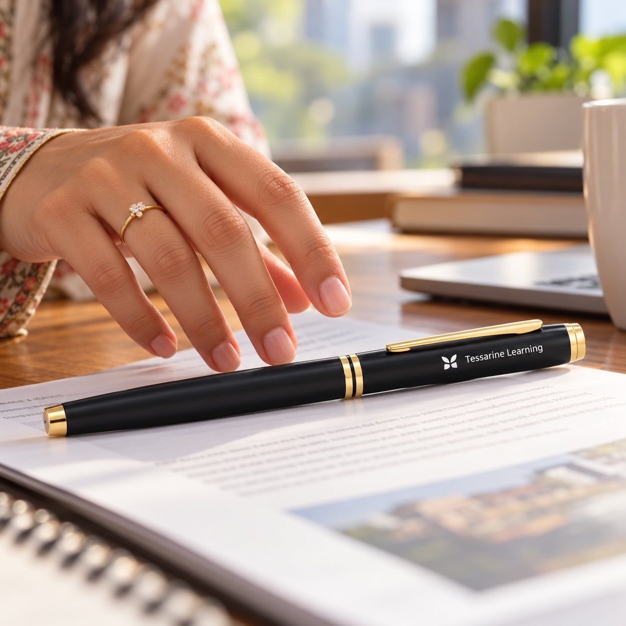 Black & Gold Roller Pen, customised with a company logo