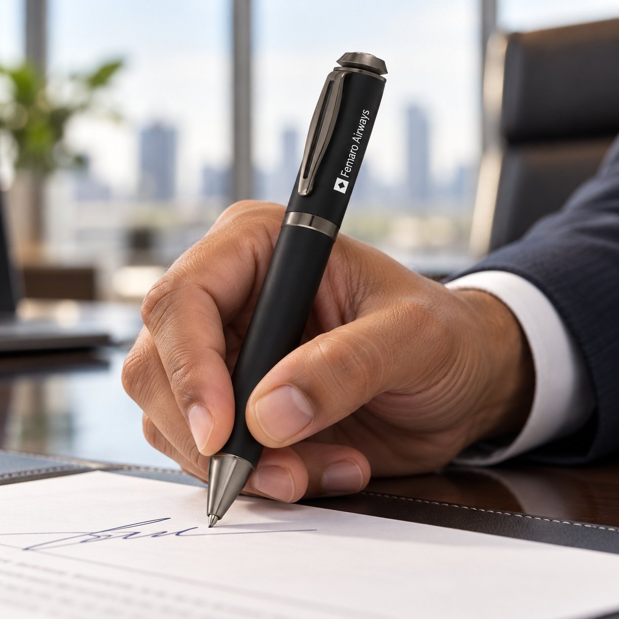 Black & Gunmetal Twist Pen, customised with a company logo