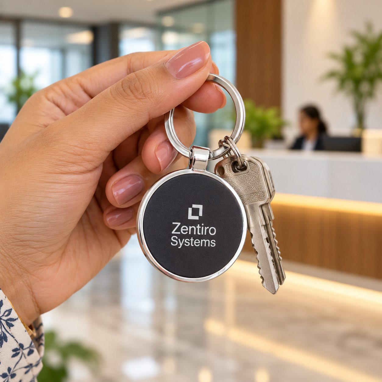 Click to zoom Round Metal Tag Keychain, customised with a company logo
