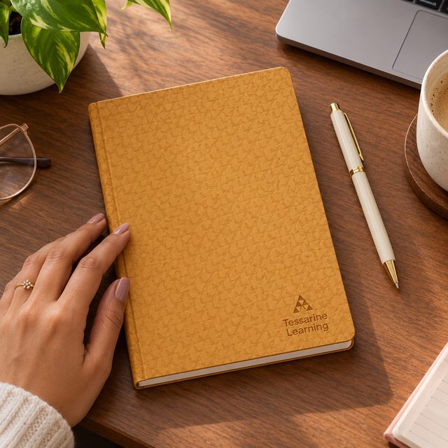 Mustard Textured A5 Notebook, 160 Pages, customised with a company logo