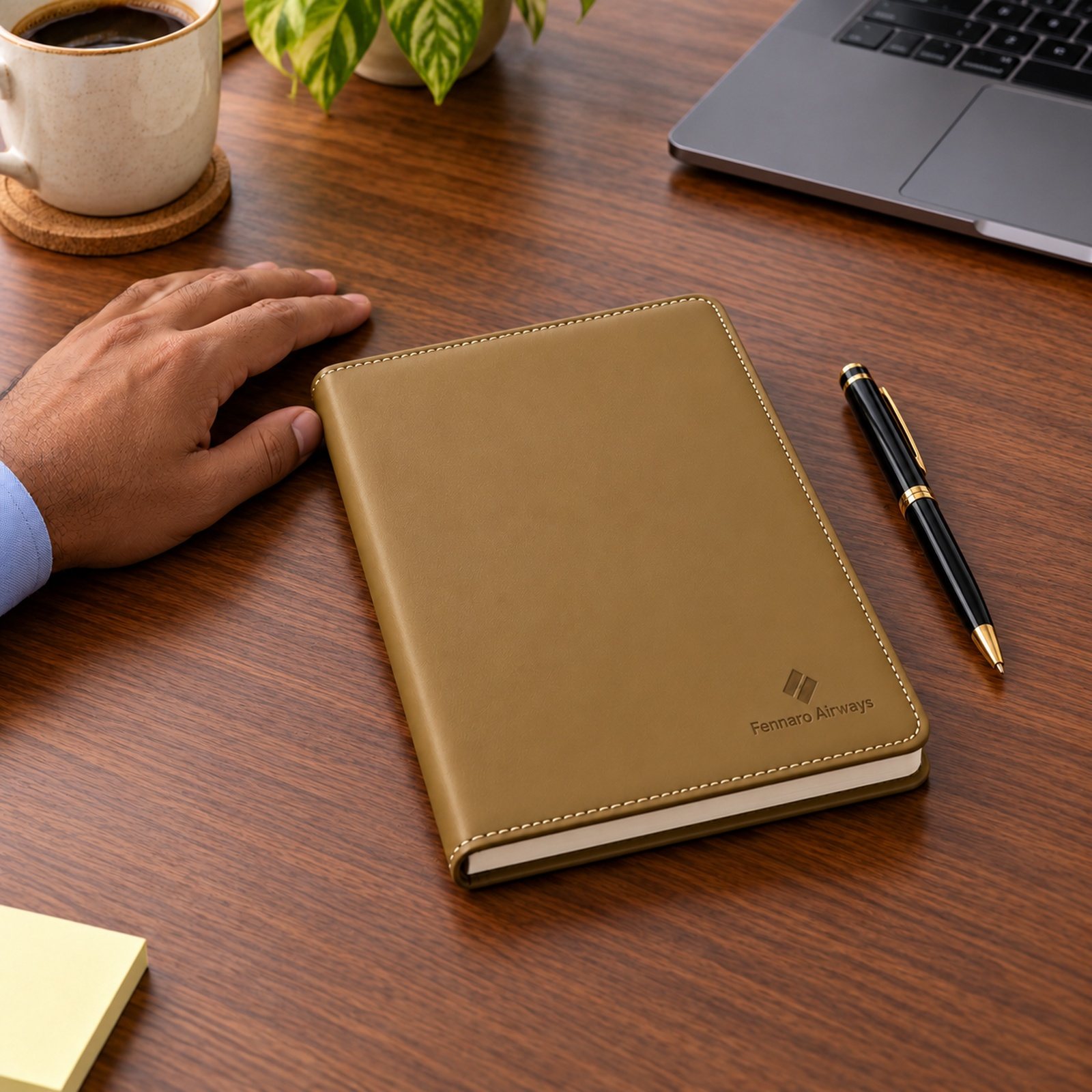 Click to zoom Olive A5 Notebook, 192 Pages, customised with a company logo