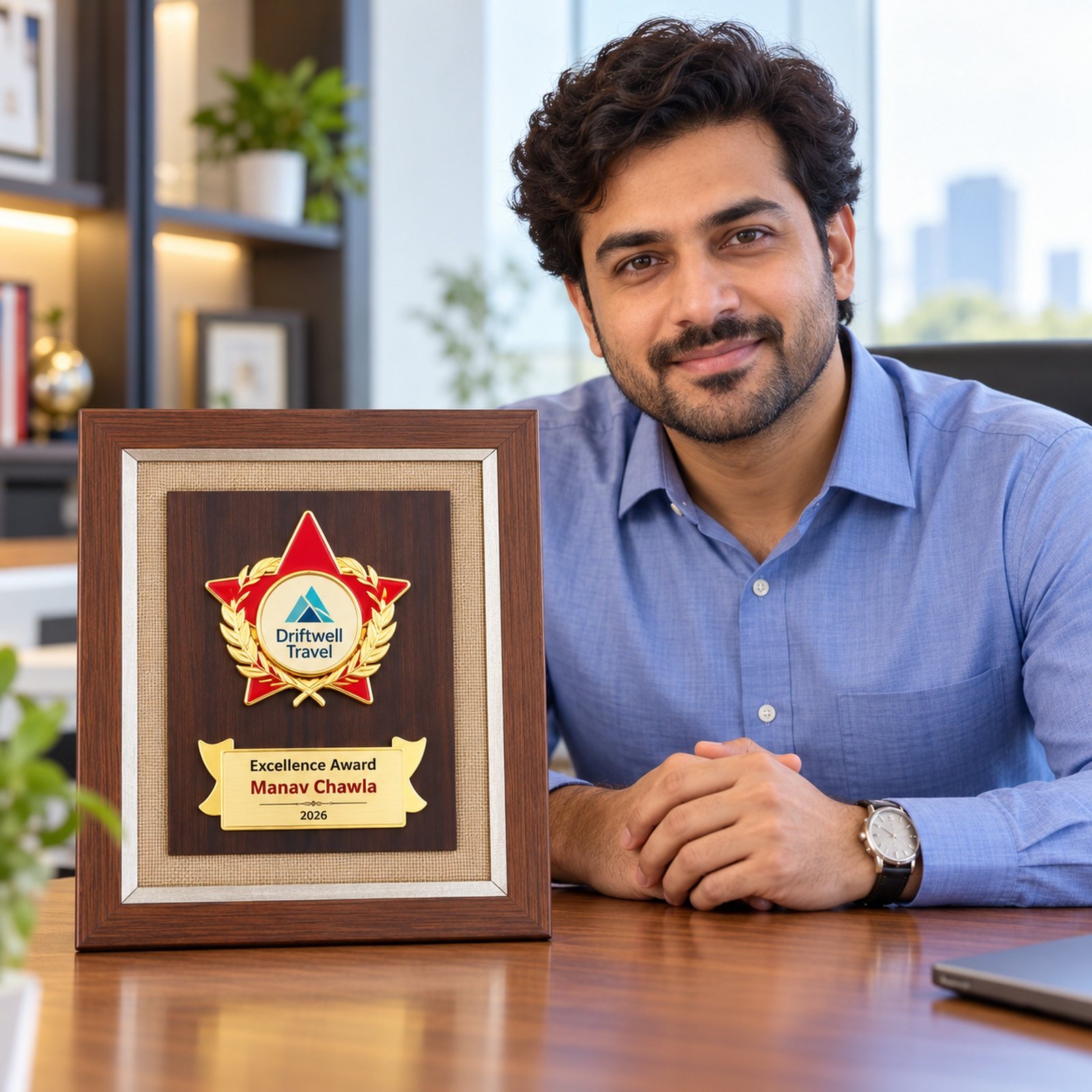 Click to zoom Gold Star Badge Plaque, customised with a company logo