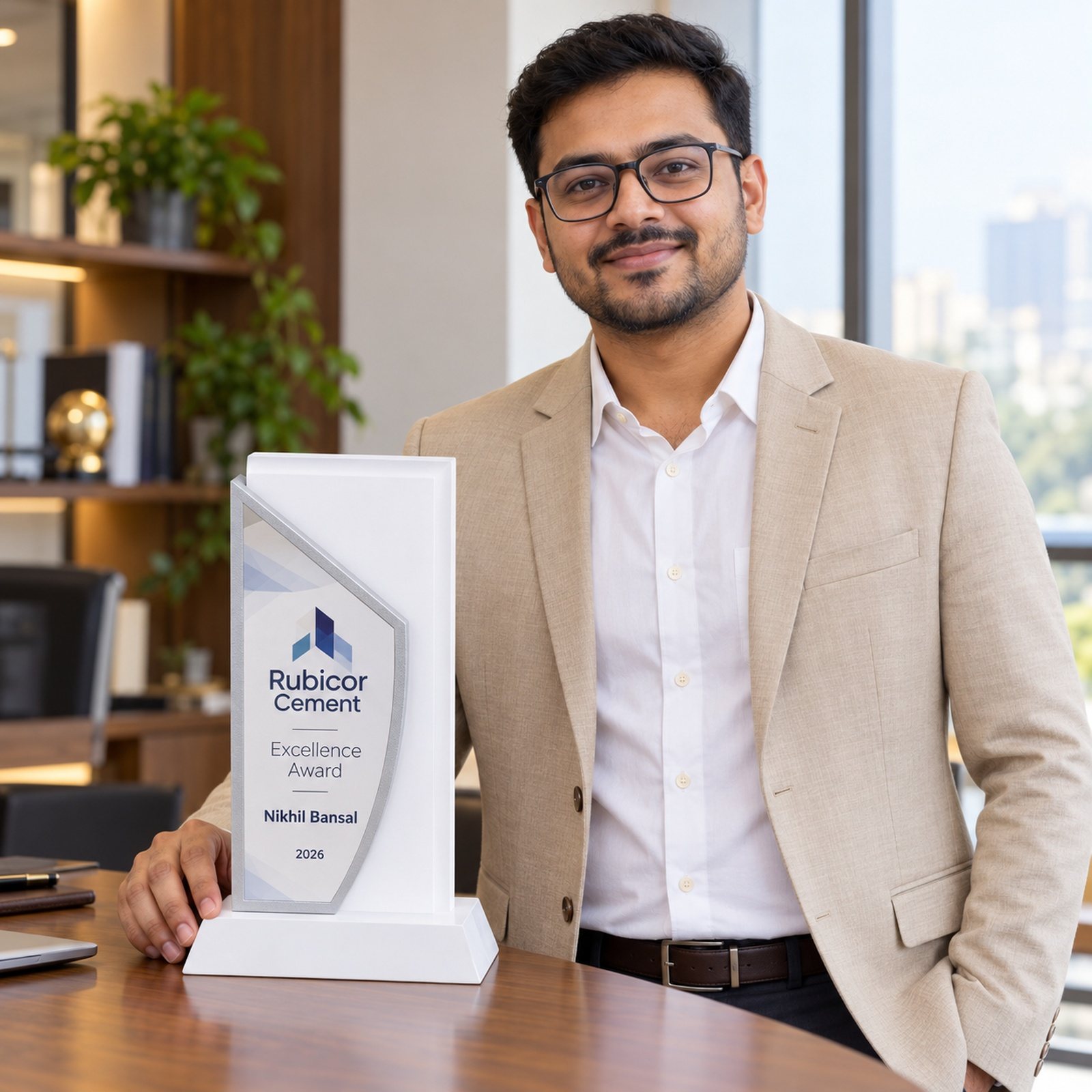 Click to zoom White Faceted Block Award, customised with a company logo