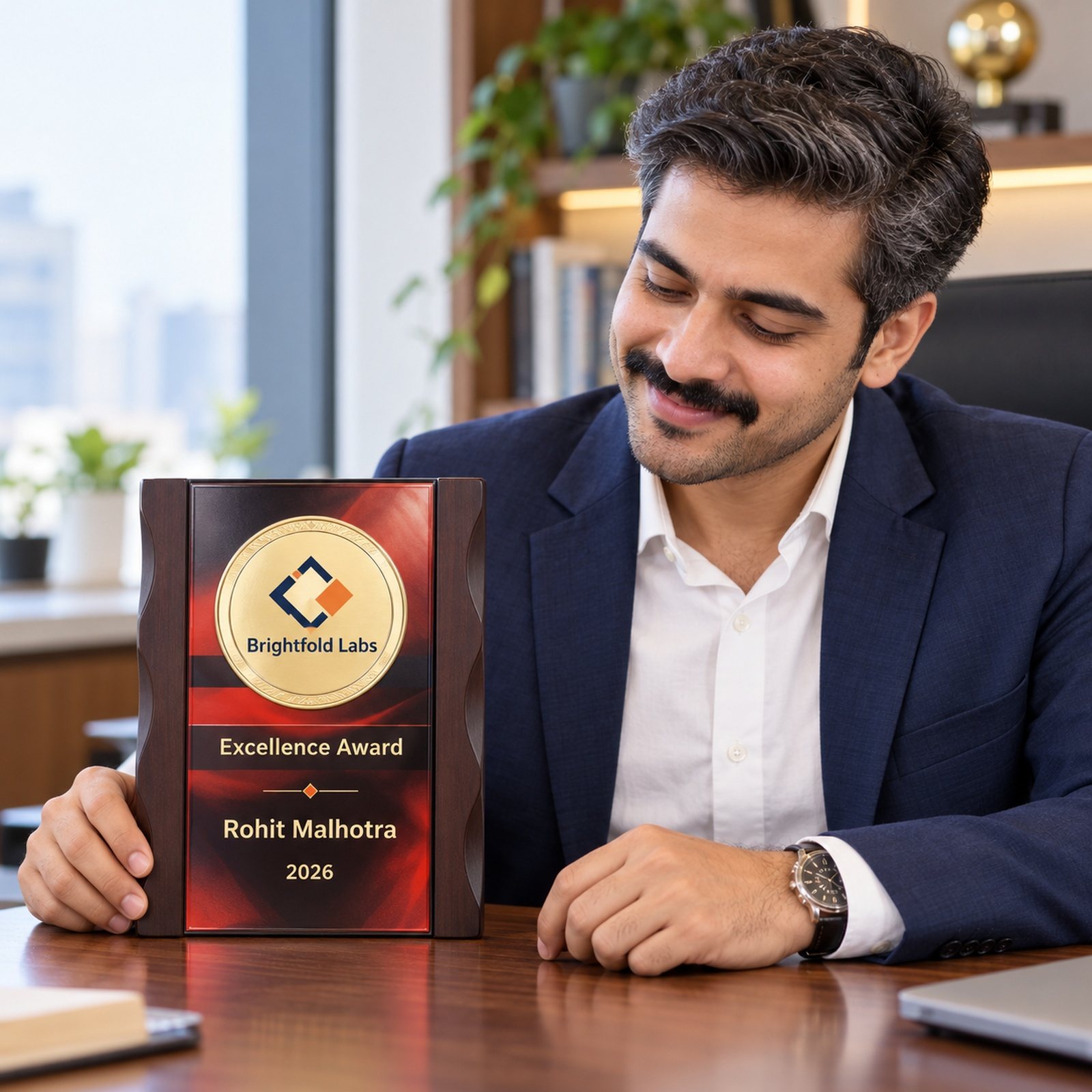 Click to zoom Dark Red Plaque with Gold Medallion, customised with a company logo