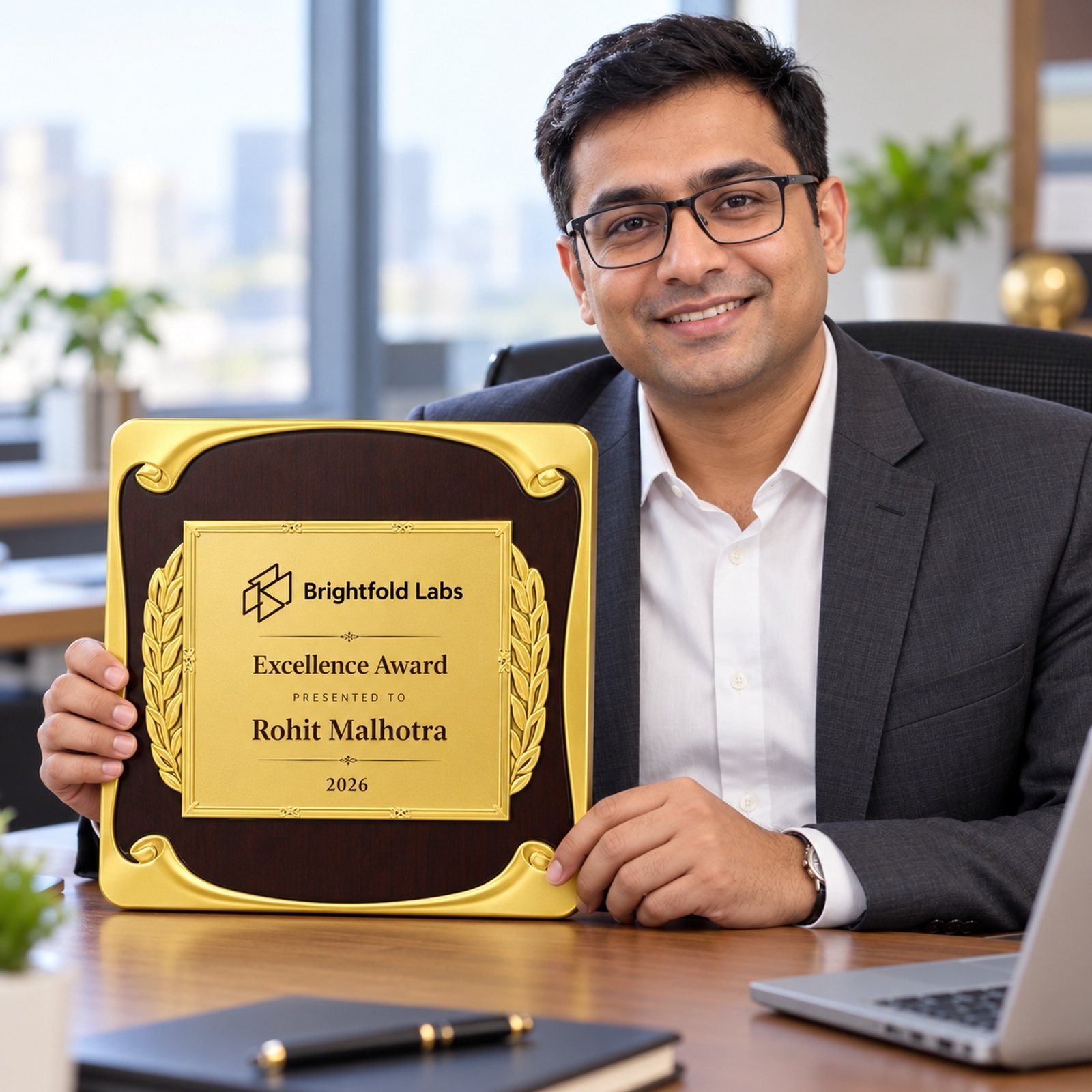Click to zoom Gold & Black Ornate Plaque, customised with a company logo