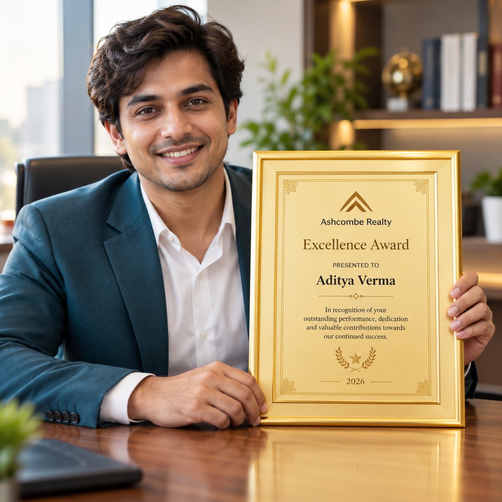 Gold Embossed Certificate Frame, customised with a company logo