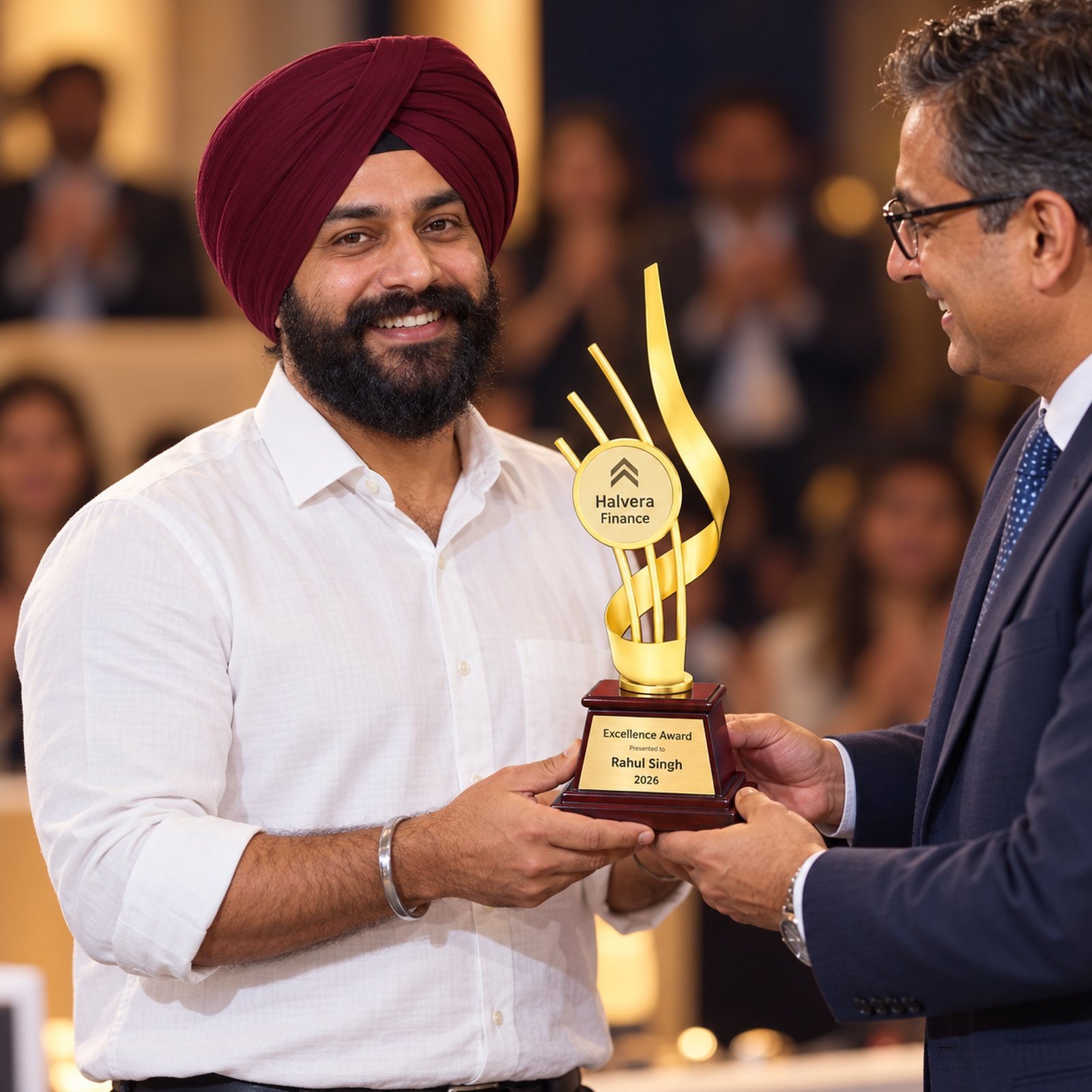 Click to zoom Gold Flame Trophy, customised with a company logo
